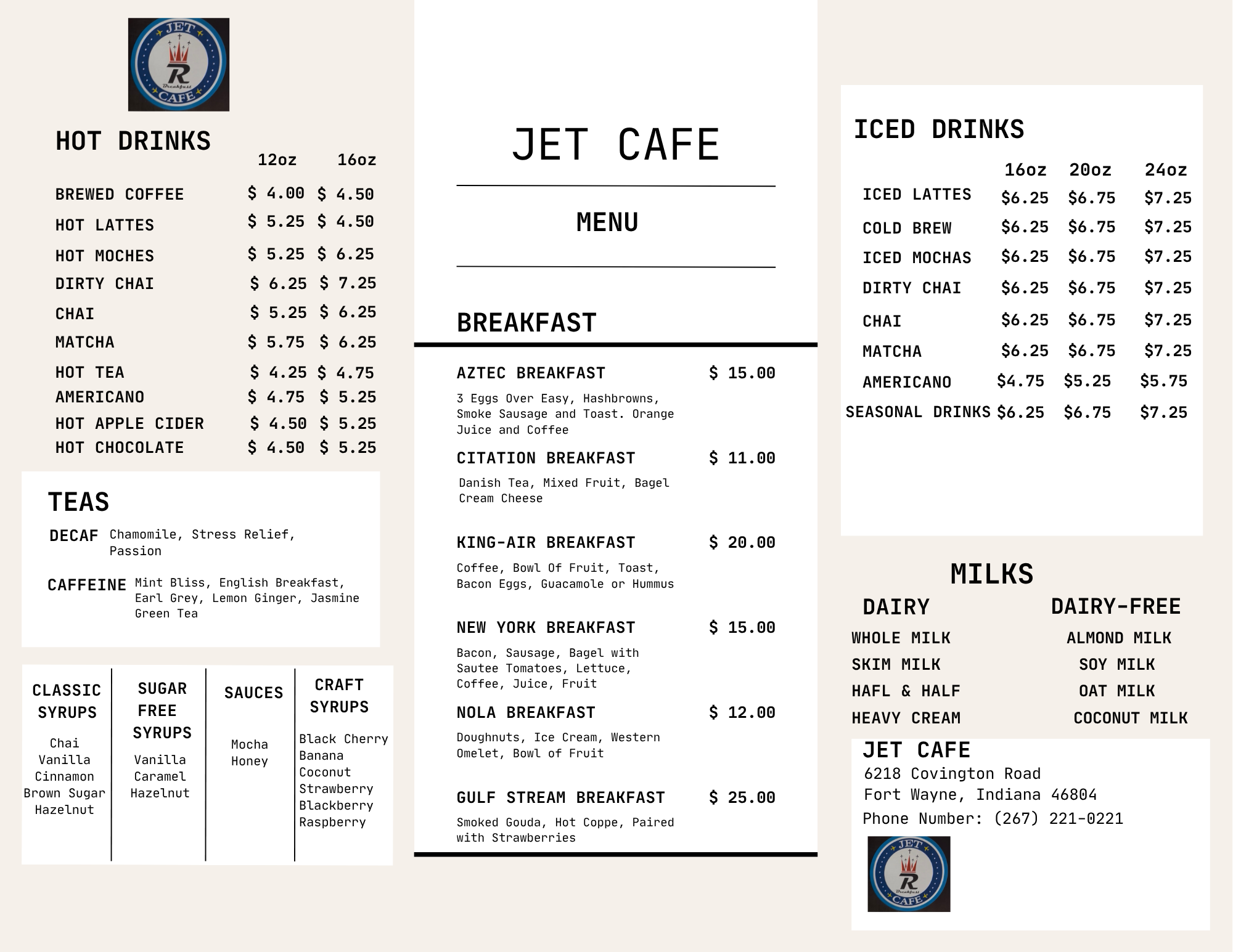 Menu - Jet Cafe